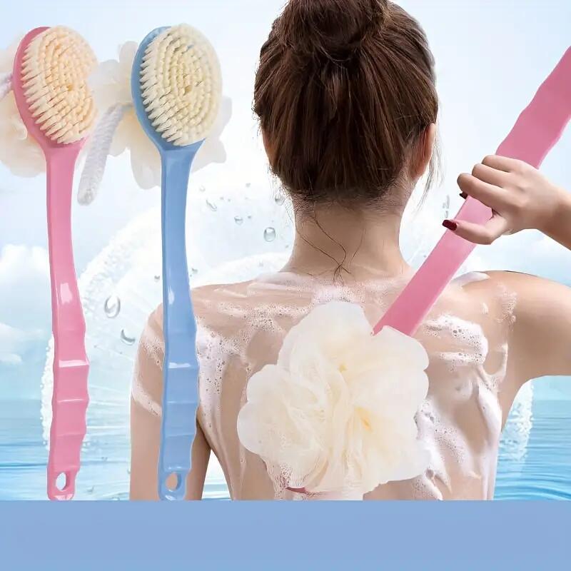 Dry Brush Body - แปรงอาบน้ำด้ามยาวโค้ง 1 ชิ้น ขนแปรงนุ่มสำหรับขัดตัว ขัดหลัง ขัดผิว