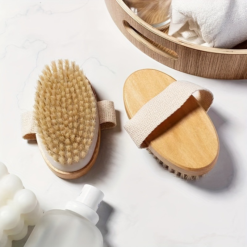 Dry Brush Body - แปรงขัดผิวขนธรรมชาติ สำหรับผิวเปียกและแห้ง ขัดผิว กระตุ้นการไหลเวียนของน้ำเหลือง ลดเซลลูไลท์ นวดหลัง