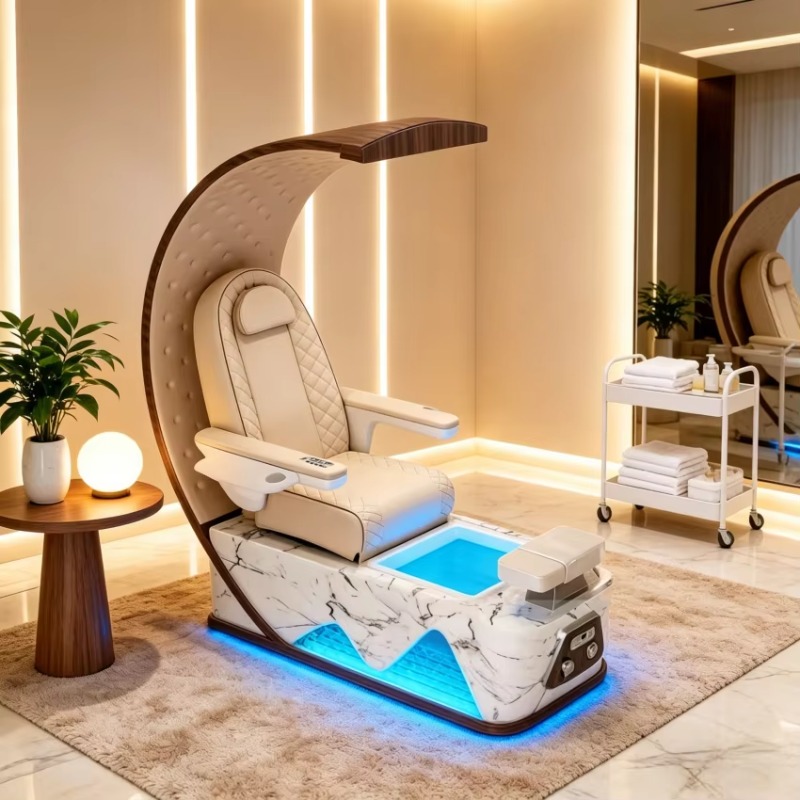 Spa And Wellness Hotel - เก้าอี้นวดเท้าไฟฟ้าสุดหรูหุ้มหนังทันสมัย พร้อมไฟ LED สำหรับโรงแรม ห้องน้ำ และสปาเพื่อสุขภาพ