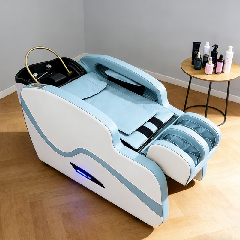 Spa Wellness Center - เตียงนวดศีรษะแบบญี่ปุ่นสุดหรู พร้อมอ่างเซรามิกสำหรับสระผม เหมาะสำหรับสปาและศูนย์สุขภาพ