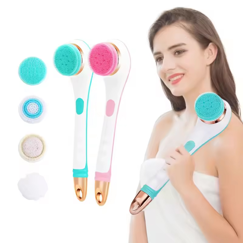 Dry Brush Body - ชุดแปรงอาบน้ำด้ามยาวแบบหมุนไฟฟ้า แปรงขัดหลังสำหรับอาบน้ำ ทำความสะอาดล้ำลึก ขัดผิว นวดผ่อนคลาย